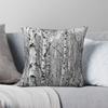Birch Tree Forest Black White Pillowcase Polyester Linen Velvet Pattern Zip Decorative Sofa Seater Cushion Cover