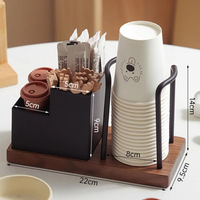 Organizator Stație Cafea Nuc Suport pentru Pahare de Hârtie Condimente Cafea Pliculețe Ceai Zahăr Raft Depozitare pentru Casă Bucătărie Birou