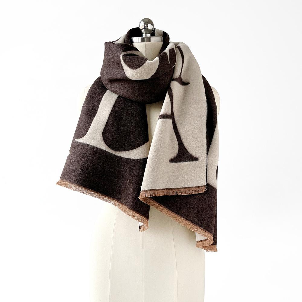 New fashion shawl premium letter scarf thickened warm wool scarf premium shawl