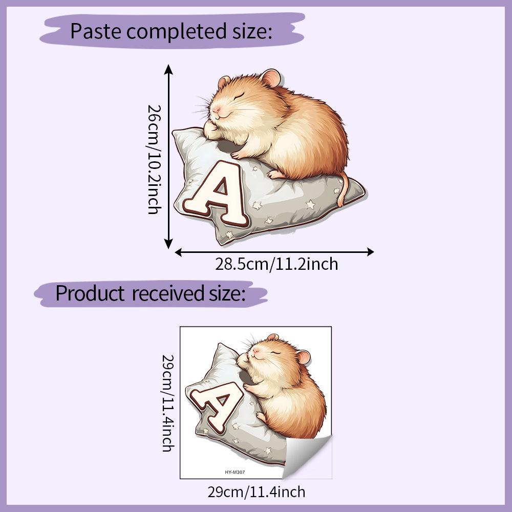 

Cute Guinea Pig with Pillow Toilet Wall Sticker Self-Adhesive Removable Bathroom Bedroom Funny Home Decor Art 29x29CM разноцветный