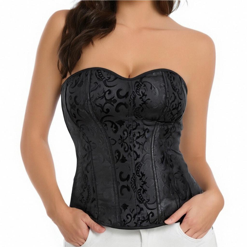 Women's  Sexy LaceBack Zip Corset Top Bustier G-string Body Shapewear
