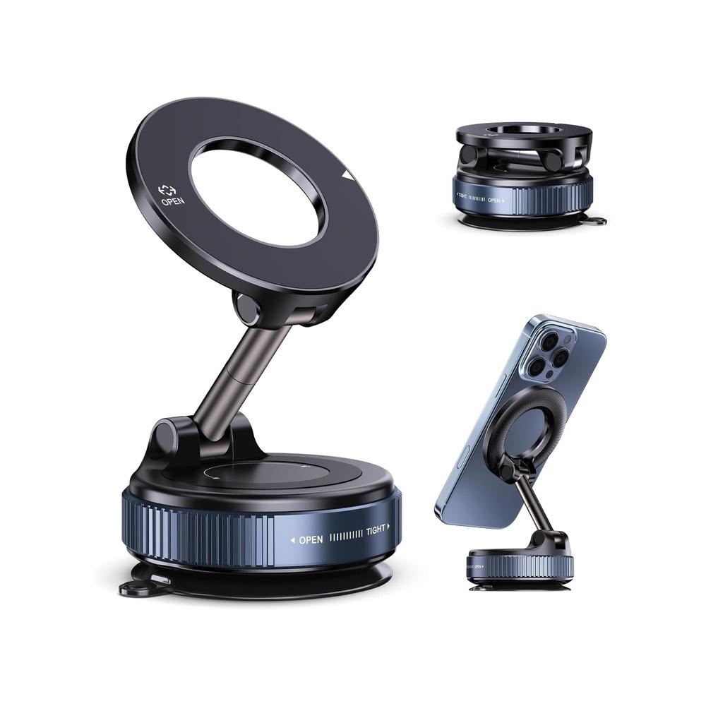 

360° Magnetic Phone Holder for Car | Strong Suction Mount with MagSafe Support | Universal Dashboard & Windshielde Stand for iPhone & All Smartphones