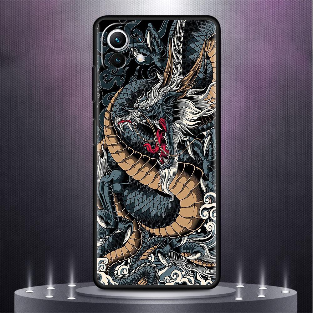 Hülle für Xiaomi Mi Poco X3 X4 NFC M3 Mi 11 11T 10 T 9T 12 9 10T Lite Silikon Rückseite Handyhülle Mode Chinesisch Vintage Drache