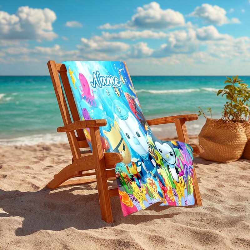 Personalized customized proof beach towel with Octonauts pattern - soft, absorbent,quick-drying,perfect swimming,camping&bathing
