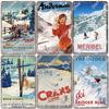 Ski Poster Metall Blechschilder Skipiste Schlitten Winter Skifahren Sport Metallplatte Vintage Wanddeko Geschäft Ski Club Wohnzimmer Zuhause