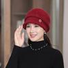 Women Winter Slouchy Knit-Beanie Beret-Hat, Warm Knitted Winter-Hat Beanie with Visor Cold Weather