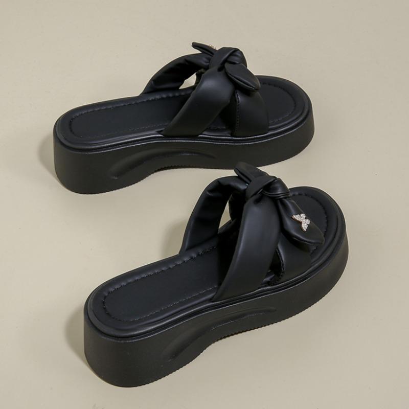 Fashion Summer New Waterproof Slippers Women's Fashion Open-toe Butterfly Knot Soft Soles Anti-slip Wear-resistant Flat Shoes