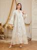 Gold & Silver Applique Muslim Women's Abaya - Long Dubai Robe Dress