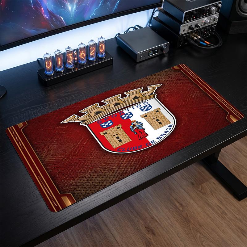 Braga FC Theme Pattern Mouse Pad, Soccer Logo Design XXL Gaming Desk Mat Non-Slip Computer Mouse Pad