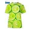 Fruit 3D Printed Short Sleeved T-shirt Summer Breathable Polyester Simple Round Neck Top