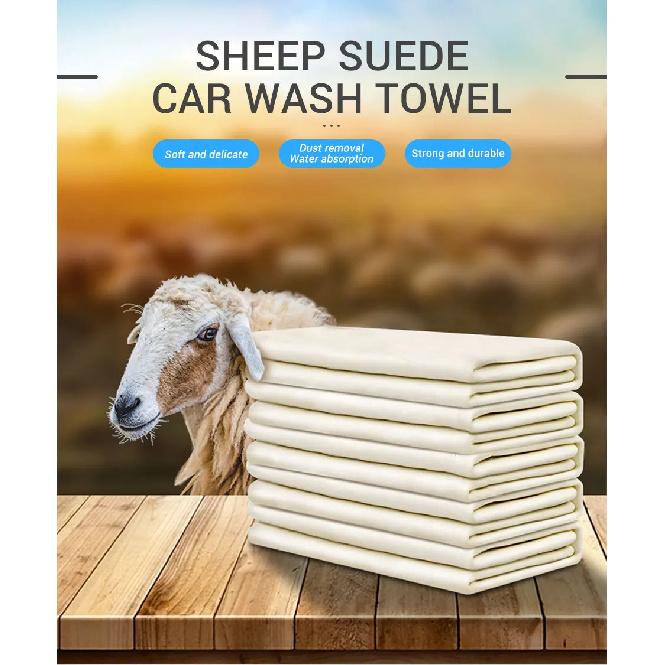 Natural Chamois Car Care Cleaning Cloth Genuine Sheepskin Wash Rag Suede Ultra Absorbent Quick Dry Towels for Car Wash Accessori