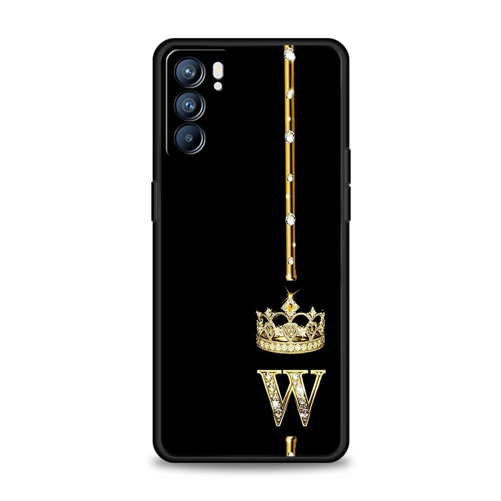 Case For Oppo Find X6 Pro X5 A54 A53 A52 A9 A15 A95 A17 A16 A76 A74 A57 A31 Reno8 Reno7 Reno6 Pro 5G Cover Crown Letter Letters