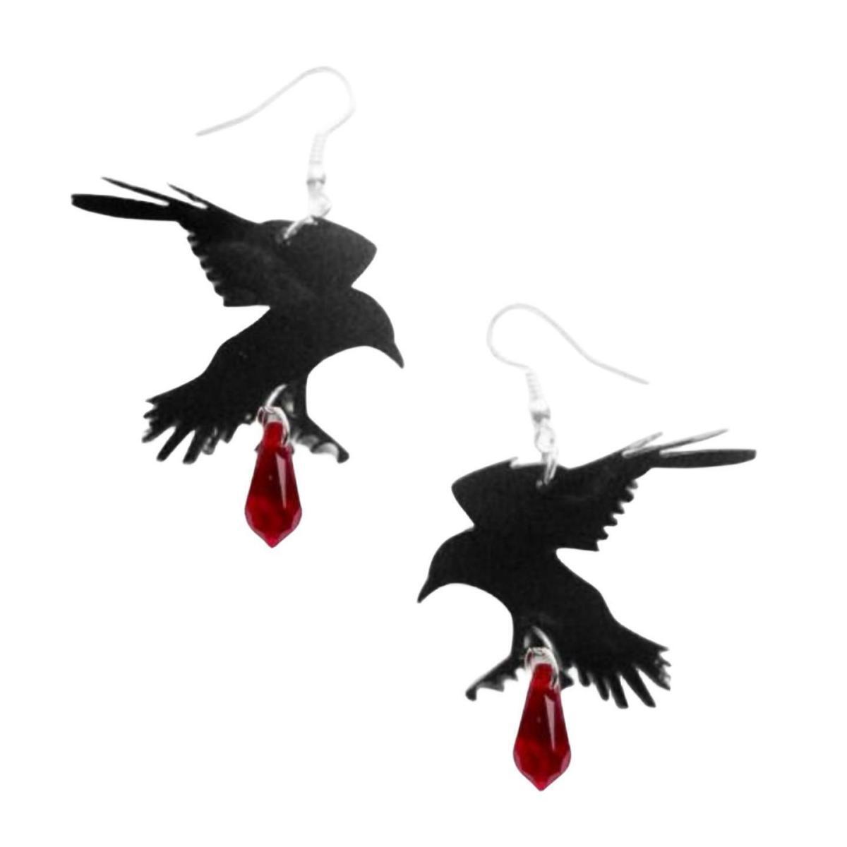 

Punk Gothic Black Spread Wings Crow Red Blood Drops Dangle Earrings for Women Hallowmas Party Personality Jewelry Accessory Gift красный