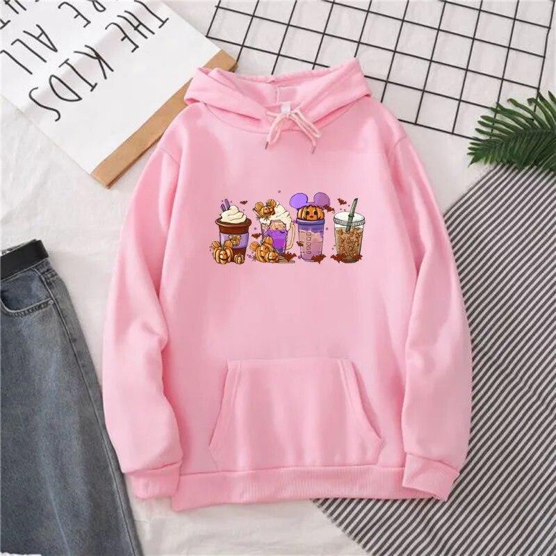 Fall Coffee Pumpkin Spice Latte Iced Hoodies Aesthetic Halloween Winter Clothes WoUnisex Sweatshirt Long Sleeved Harajuku Tops