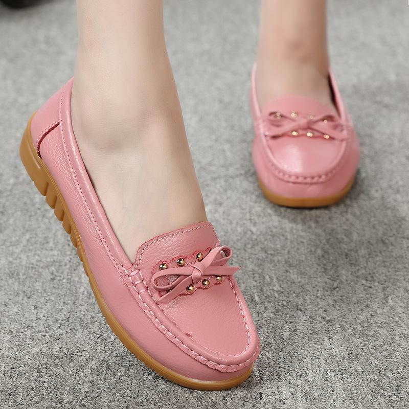 Spring Flat Bottom Soft Sole Breathable Shoes Single Shoes Doudou Shoes Large Size Beef Tendon Sole Casual Maternity Shoes