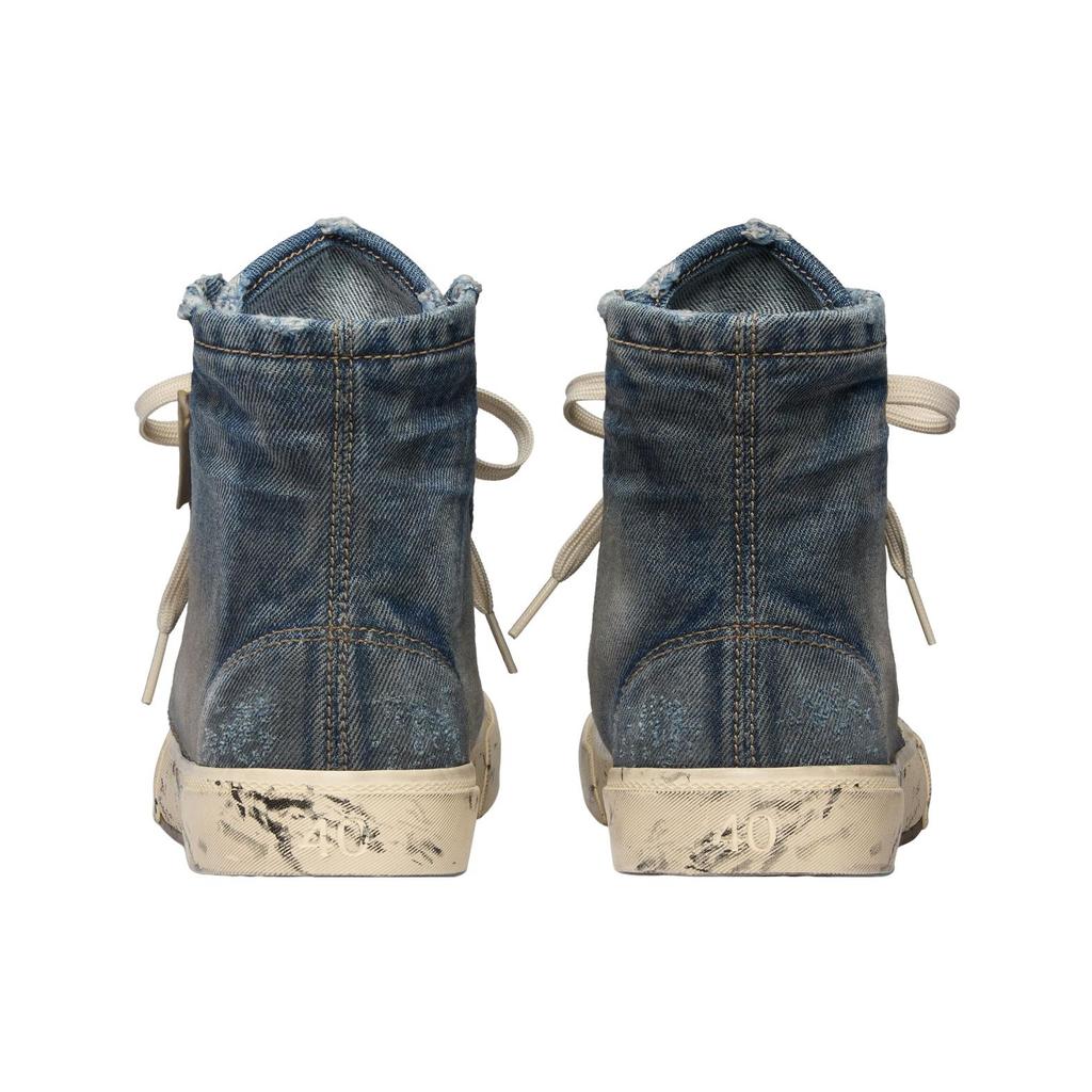 (WMNS) Balenciaga Paris High Top Sneakers 'Blue Destroyed Denim and Rubber' Women's 688756W3RCL4090