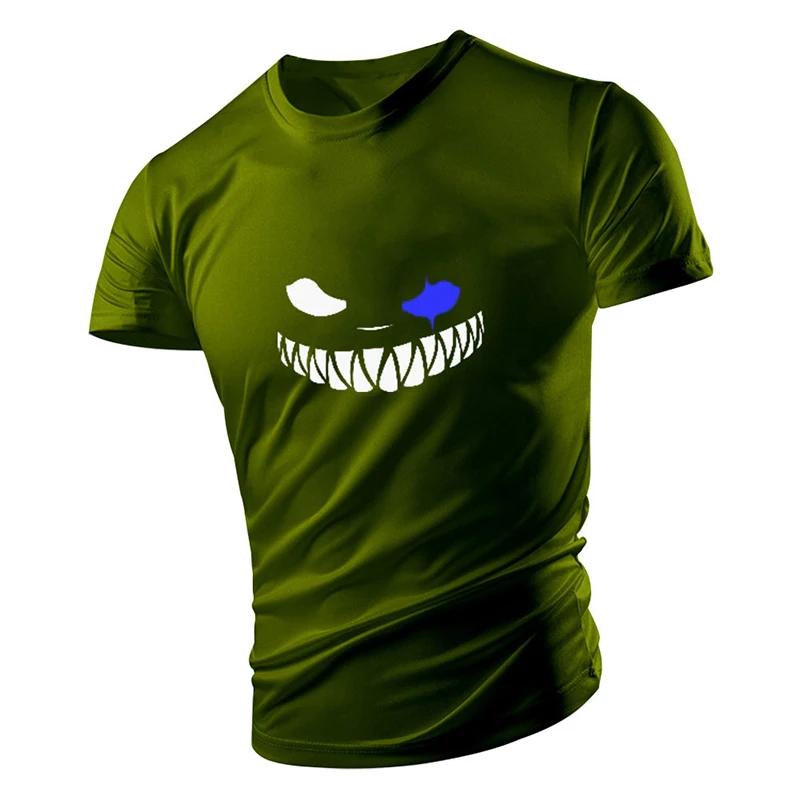Summer Fashion Men's T-Shirts Quick-Drying Tees Shirt Smiling Face Printed Clothing For Men Boy Breathable Comfort Sport Running