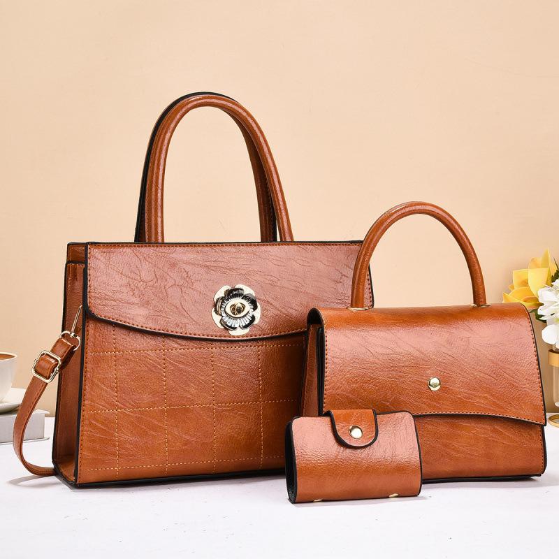 Textured Handbag Three-piece Mother and Child Bag New 2025 Women's Versatile Shoulder Messenger Bag