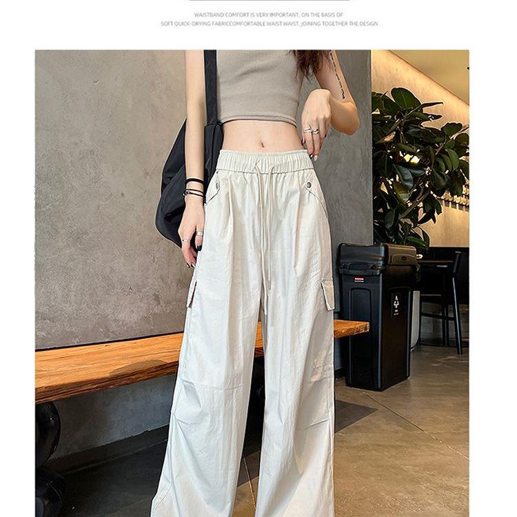 High-Waisted Casual Pleated Pants - Trendy, Loose-Fit, Meat-Concealing Sportswear for Spring and Autumn.