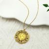George VI British Coin Carve Head Crystal Double Circle Necklace for Women Men Stainless Steel Collar Gold Color Wedding Jewelry