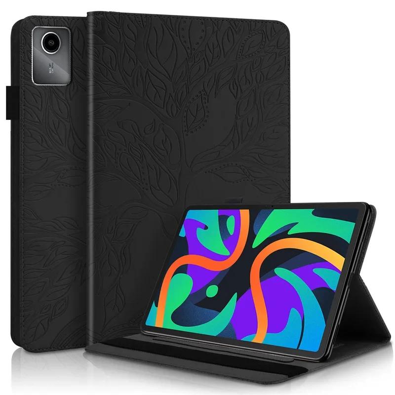 Tablet Case Funda For Lenovo Tab M11 Case TB330FU 2024 Tree Embossed Stand Back Shell For Lenovo Xiaoxin Pad 2024 Case Cover 