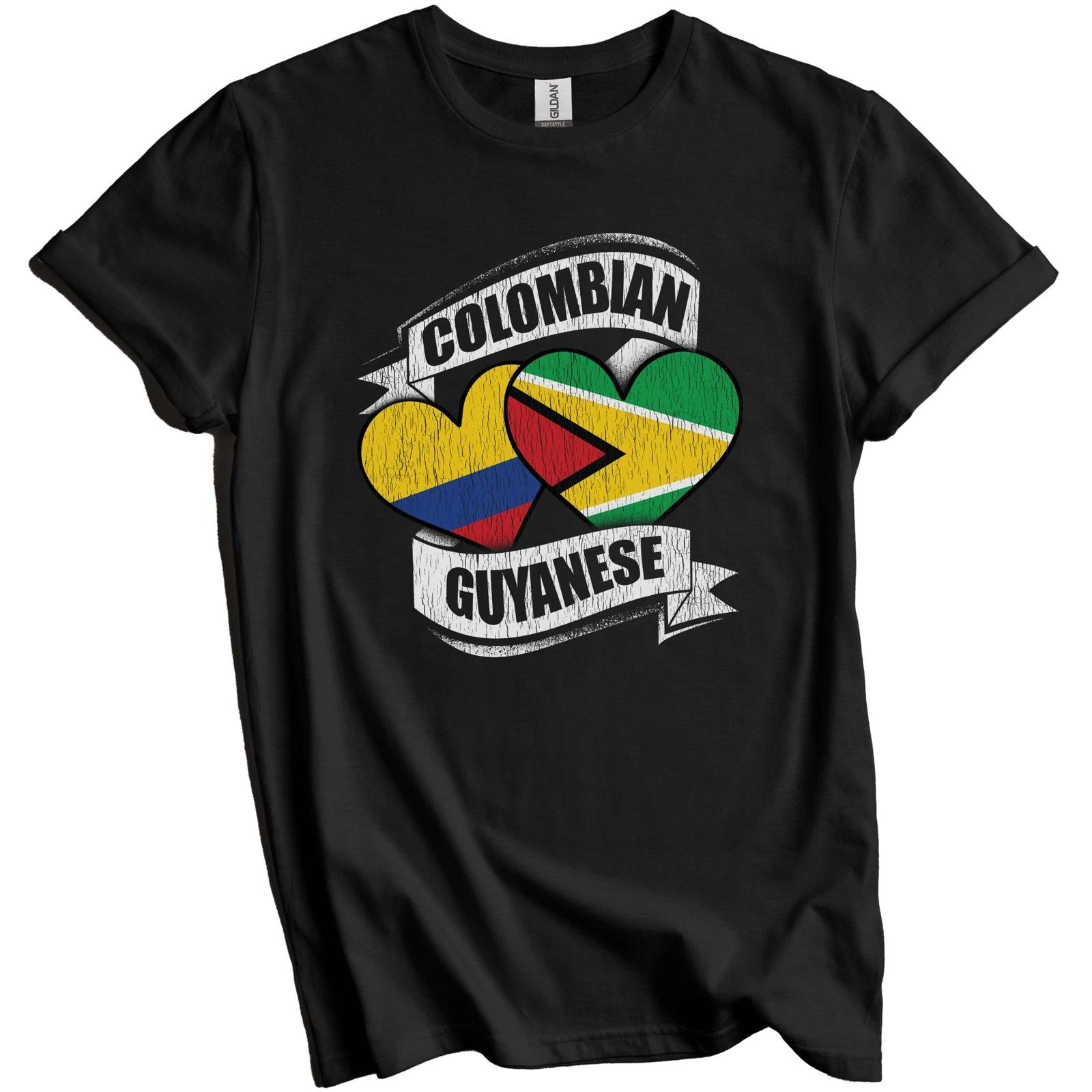 Colombian Guyanese Hearts Colombia Guyana Flags T-Shirt S