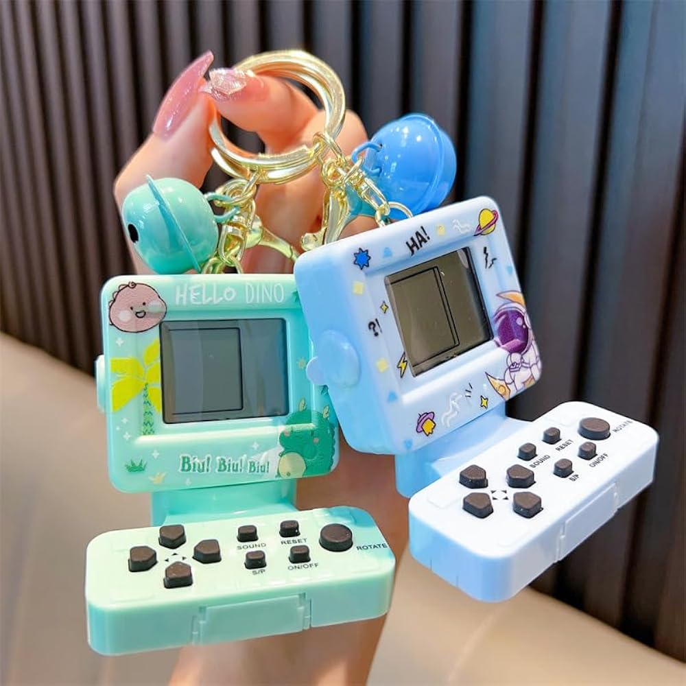 Tetris Portable Game Console Key Holder Nostalgic Toy Cute Key Ring Car Key Key Chain Pendant Kid...