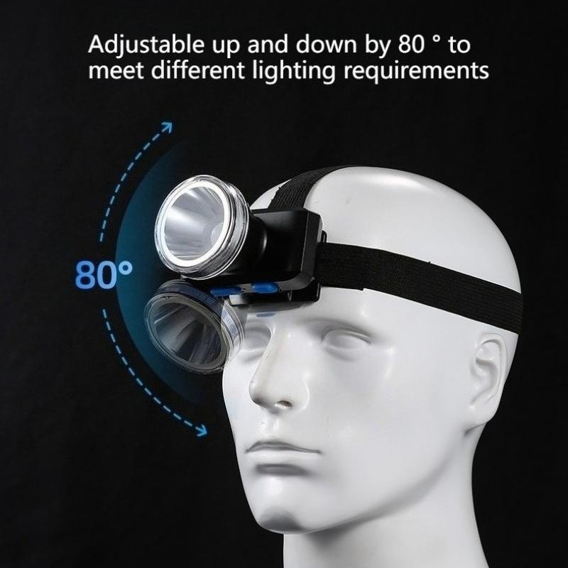 Oppladbar LED-hodelykt Sterkt lys Hodelykt Hode Lommelykt Oppladbart lys Camping Lommelykt Camping Fiske Arbeidslampe