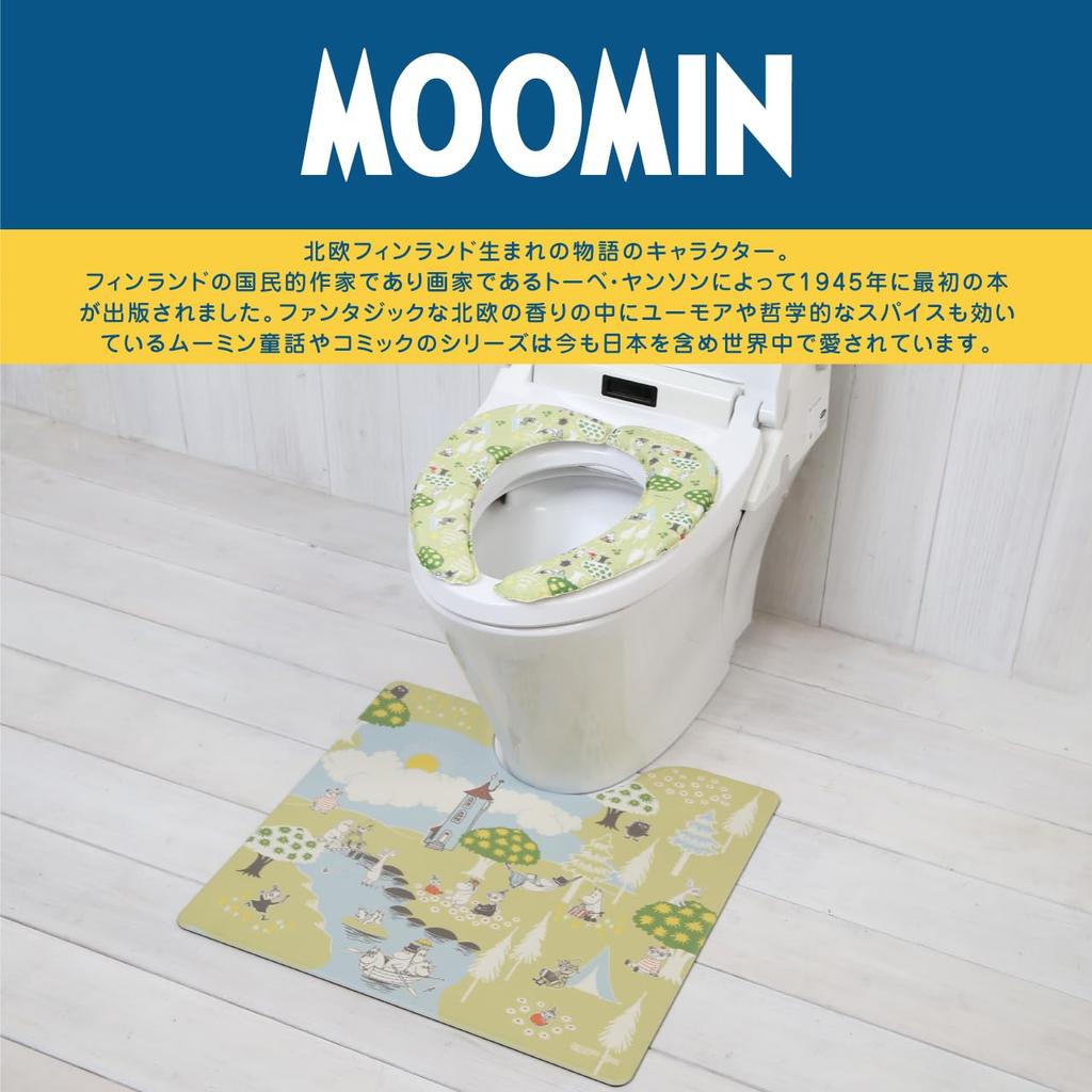 MOOMIN Yokozuna Creation Toilet Mat Series Picnic (Wipeable PVC) (Moomin Green, M)