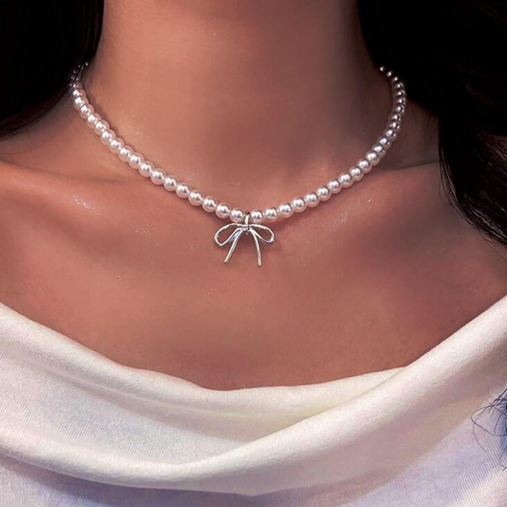 New Fashion Simple Imitation Pearl Choker Necklace For Women Vintage Elegant Beads Temperament Necklace Wedding Party Jewelry