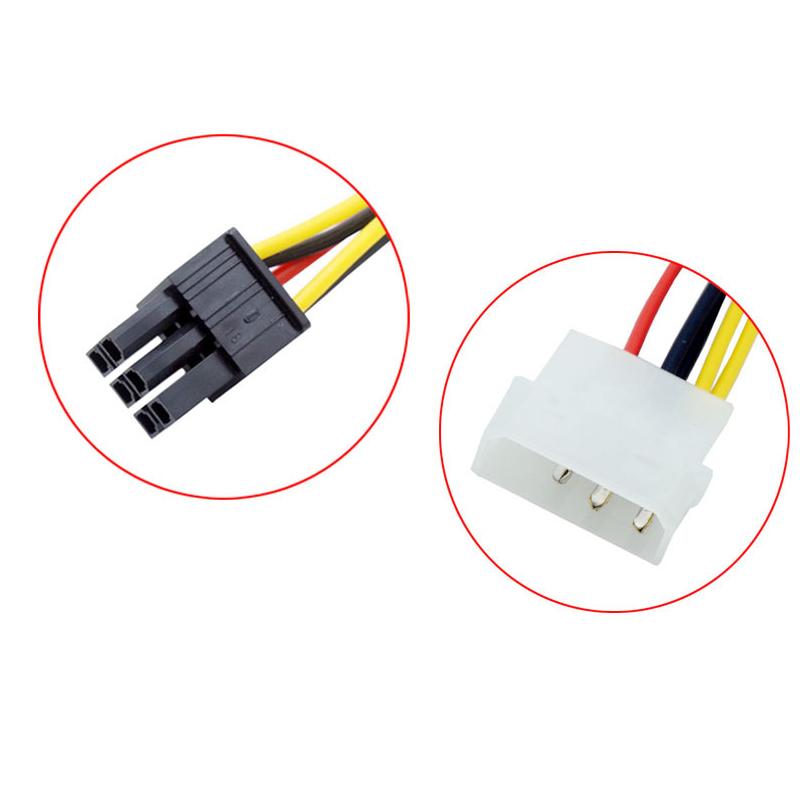 Molex Big 4Pin to 6Pin Power Supply Cable Graphics Card Video Display Card Connect Wire for IDE Power Supply Adapter for PC