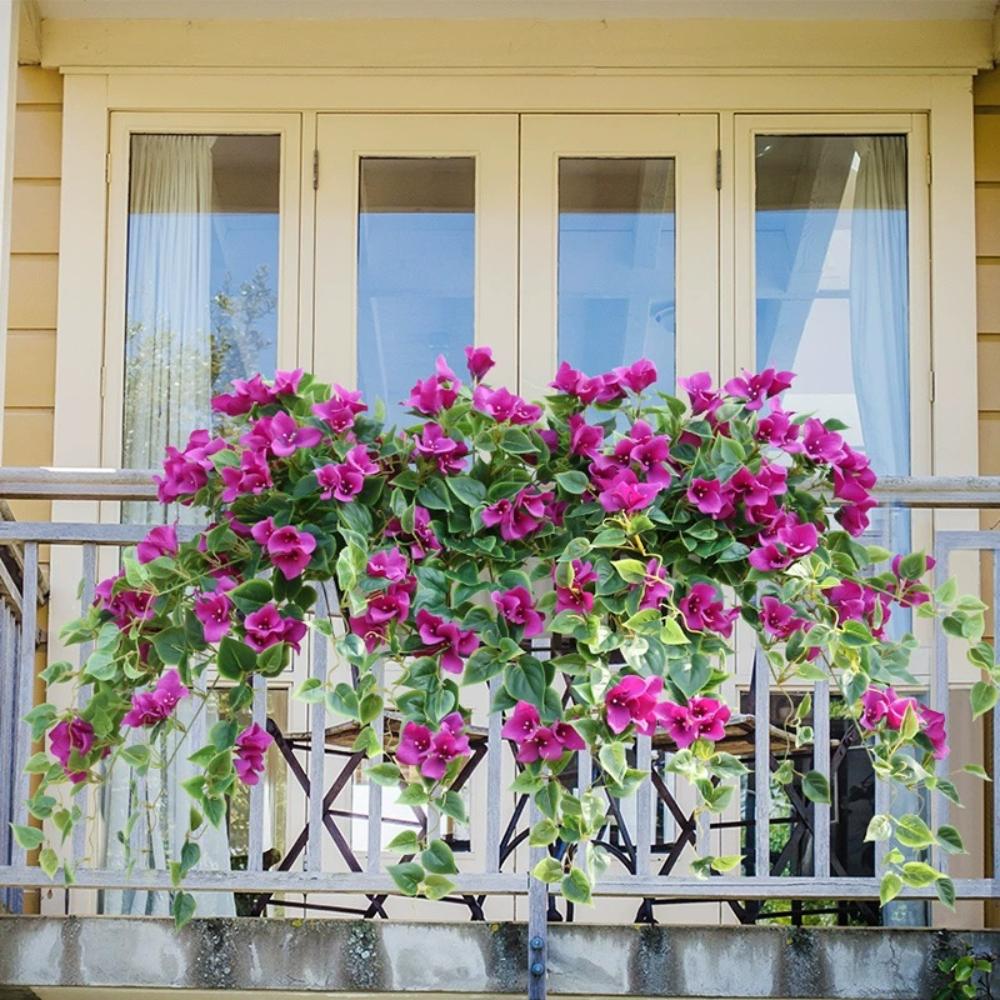1 Stück künstliche Bougainvillea zum Aufhängen, Seiden-Blumenranken aus Kunststoff, Kunstpflanze für den Außenbereich, Zuhause, Bauernhaus, Garten, Veranda, Traufe, Wand, Zaun, Hochzeitsfeier, Dekoration