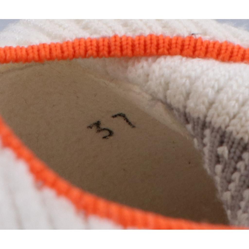 HERMES Crew knit and chevre velvet H logo low-top sneakers shoes 37 White x grayUsed