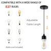 1/5PCS 1.5M Metal E27 Pendant Light Fitting Modern Industrial Lamp Holder with Lock Ring Black White Gold Braided Flexible Cable