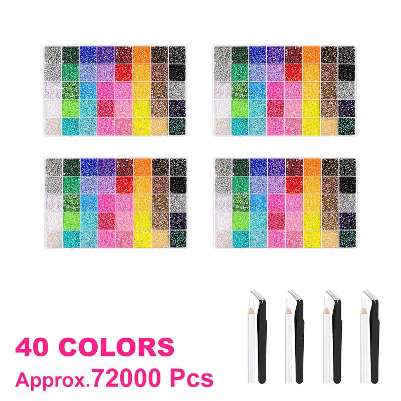 40Grids Round Resin Rhinestones Kit Color Glitter Gems DIY 3D Nail Art Decoration Accessories for Nail Design DIY Clothing