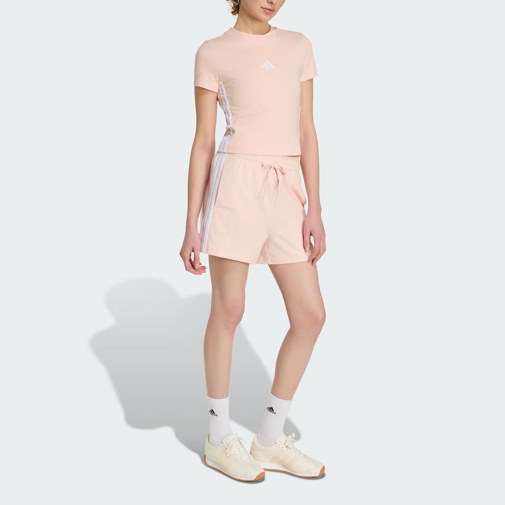 Adidas Essentials Slim Three Stripes Short Sleeve T-Shirt Women tops KD2343