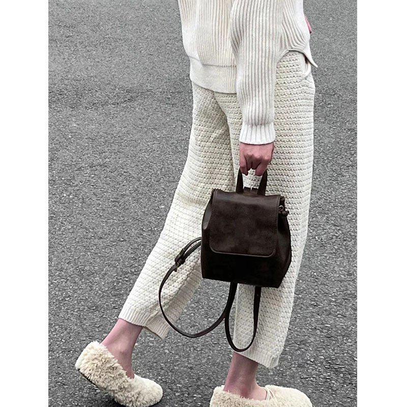 Xiaohongshu Petite Retro American Brown Backpack - Simple, Versatile Shoulder Bag BM2025