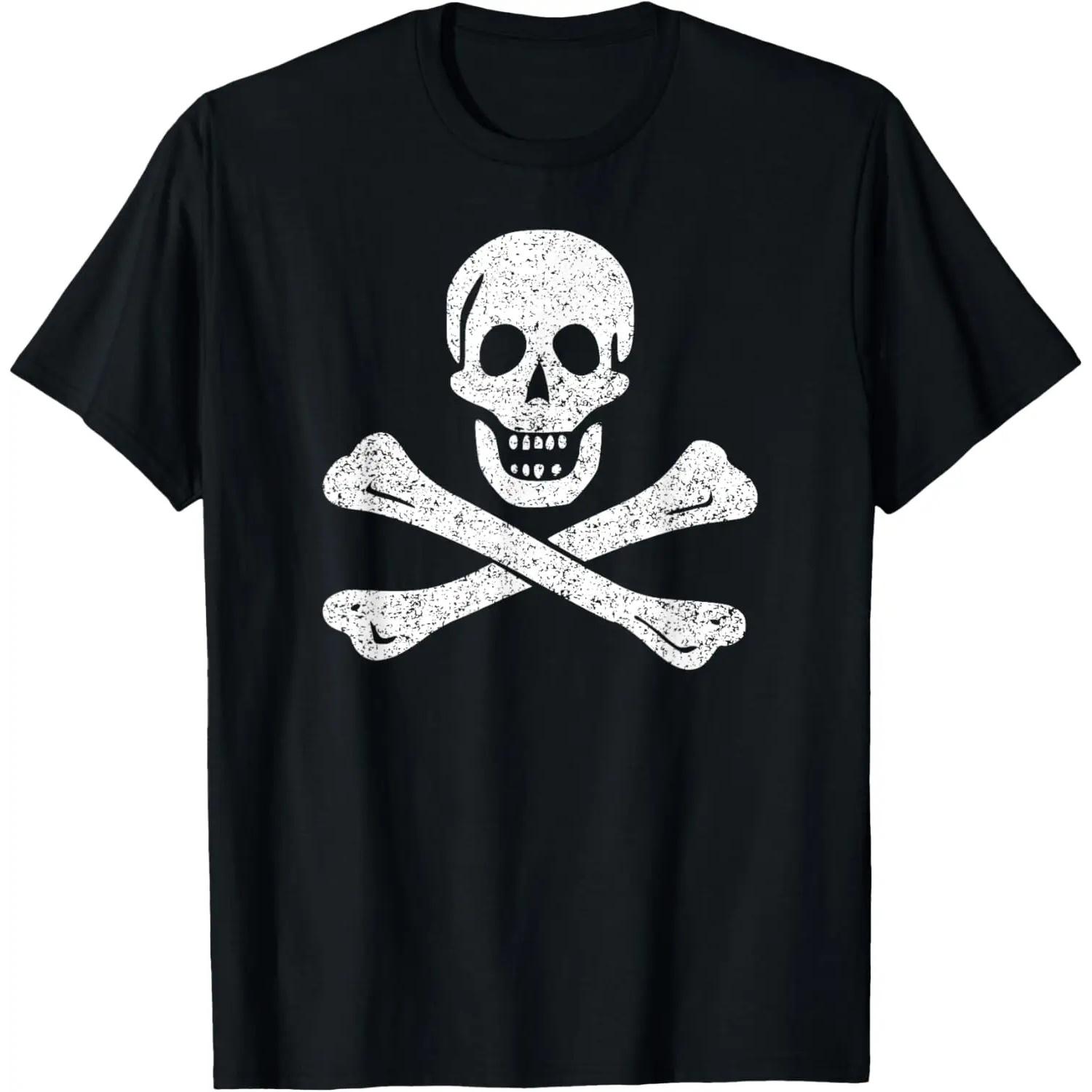 PIRATE SKULL & CROSSBONES FLAG JOLLY ROGER T-Shirt S чёрный