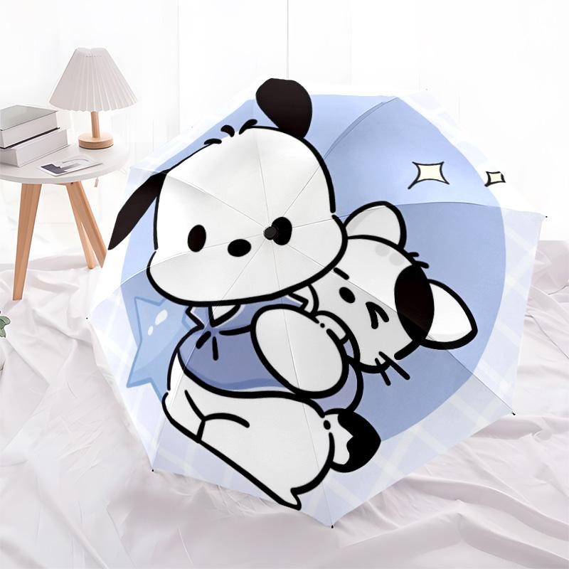 Cute Pochacco  pattern, automatic folding umbrella, portable and foldable design, 8 ribs, a Christmas or birthday gift.