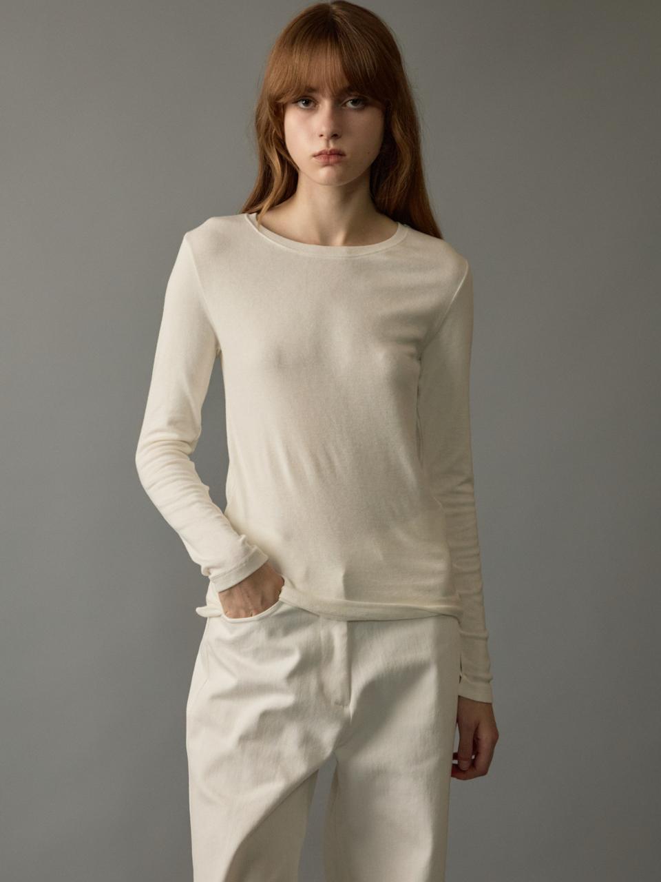 Nowood Wool Tencel Round Tee (Ivory) Free