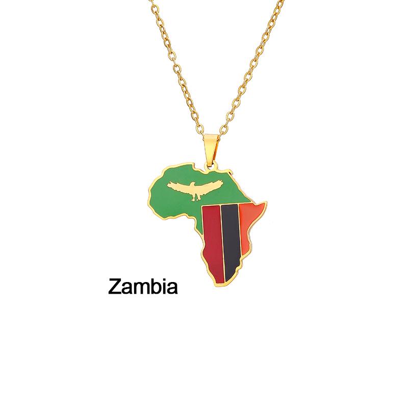 Stainless Steel Africa Map Necklace: Nigeria, Ghana, Somalia Pendant Jewelry