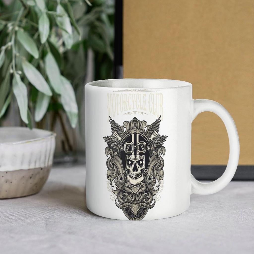 11oz White Glossy Coffee Cup with Durable Ceramic Build and Double-Sided Print, Ideal for Home Kitchen or Office Desk Drinks