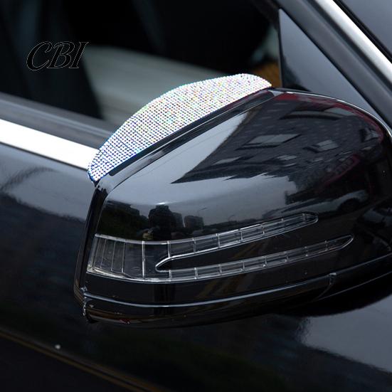 Car Rain Guard for Side Mirrors Rhinestone Mirror Visor Guard, Anti-Glare Rear View Exterior Decorative Accessories Eyebrows, Widened Arc Deflector