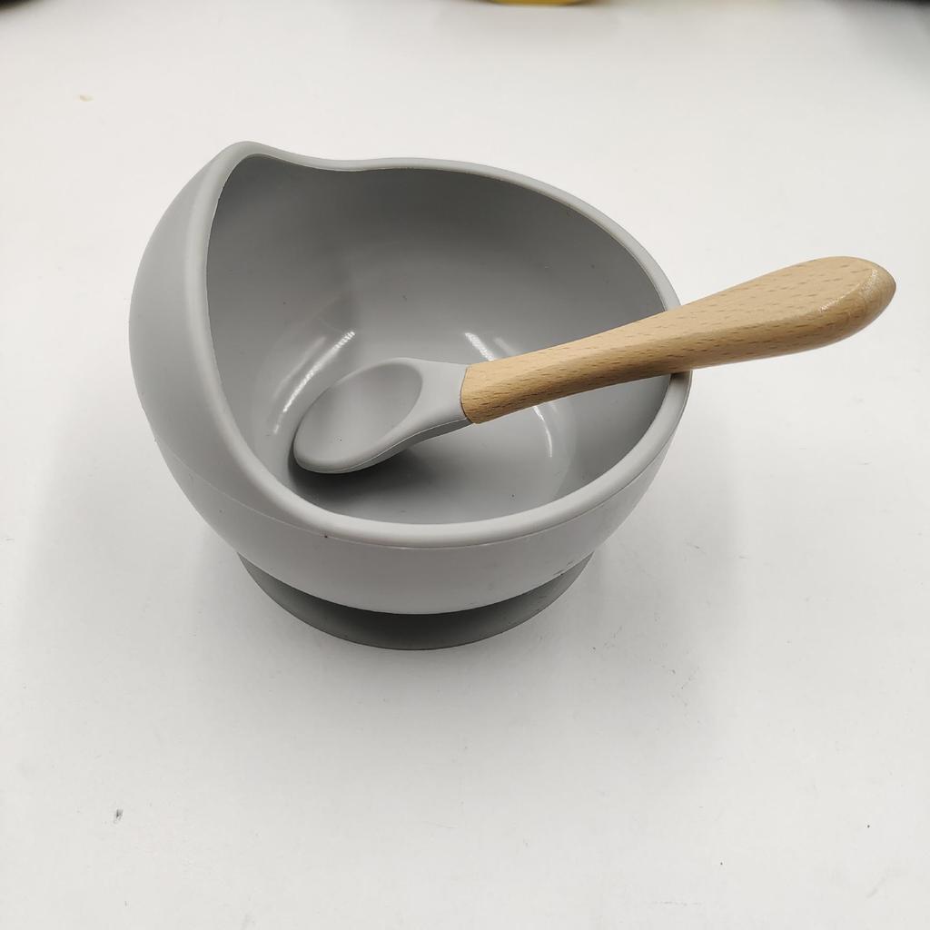 In-Stock Silicone Feeding Set for Infants and Toddlers: Suction Cup Bowl & Spoon