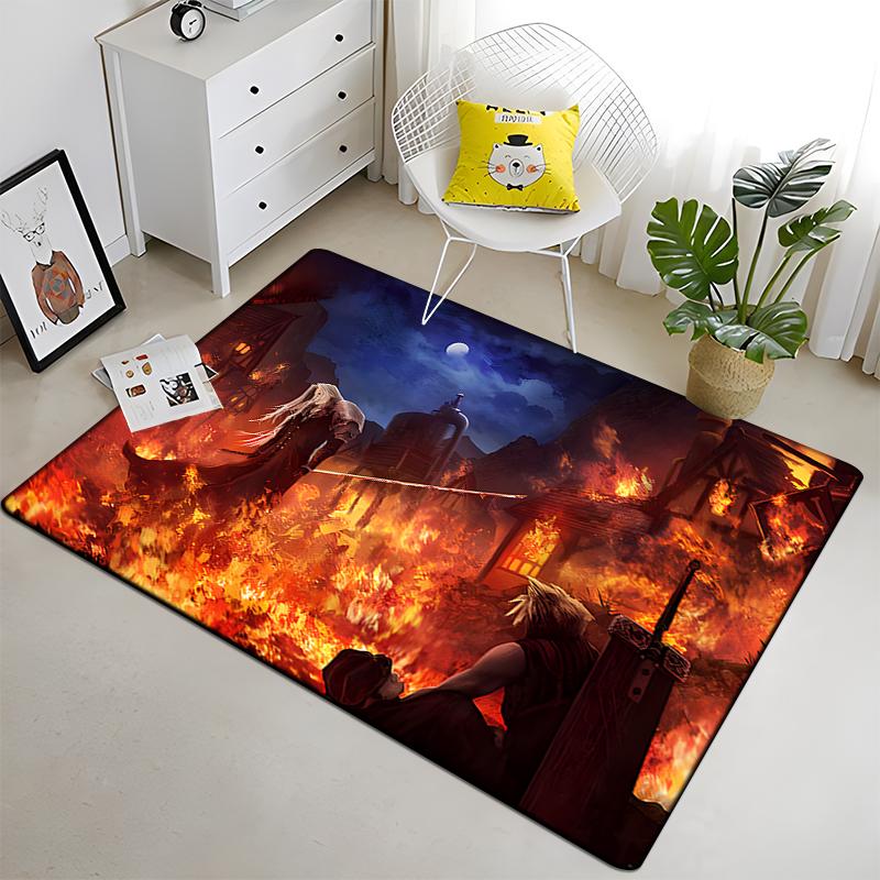 Final Fantasy Carpet Art Printed Living Room Bedroom Children's Rugs Soft Kitchen Area Rug Non-slip Flannel Carpet Floor Mat