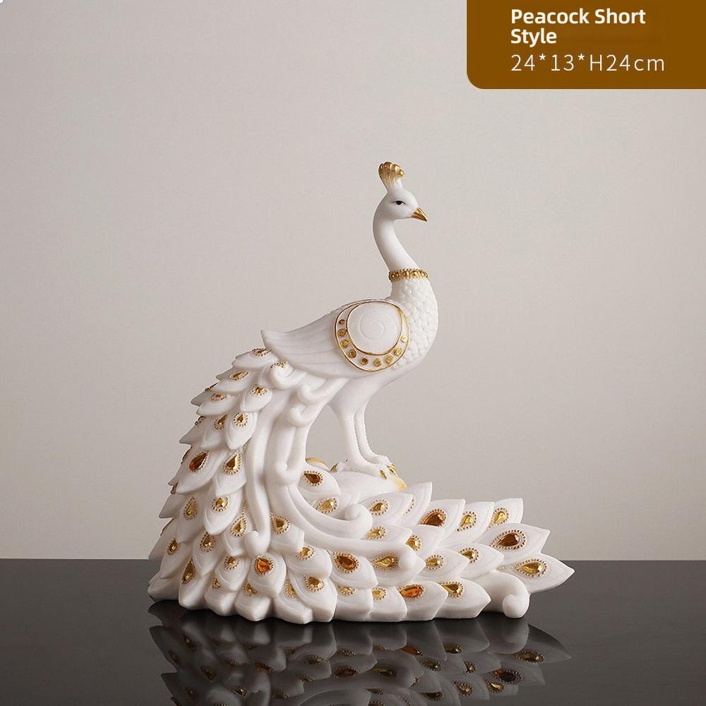 Minimalist Peacock Sculptural Vase, Luxury Gold Trim Resin Vase for Flower & Home Decor, Modern Art Centerpiece