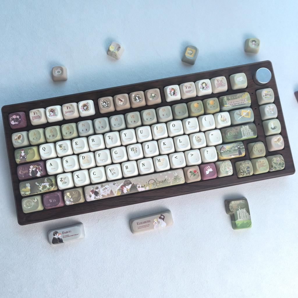 MAIMOOO Yellow Green Keycaps Pride and Prejudice Theme Moa Cherry Russian Korean PBT Beautiful Cute Customized Aula Keyboard Key