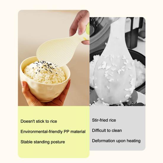 Egg-Shaped Standing Rice Spatula Non-Stick Raised Dots Rice Scoop Cute PP