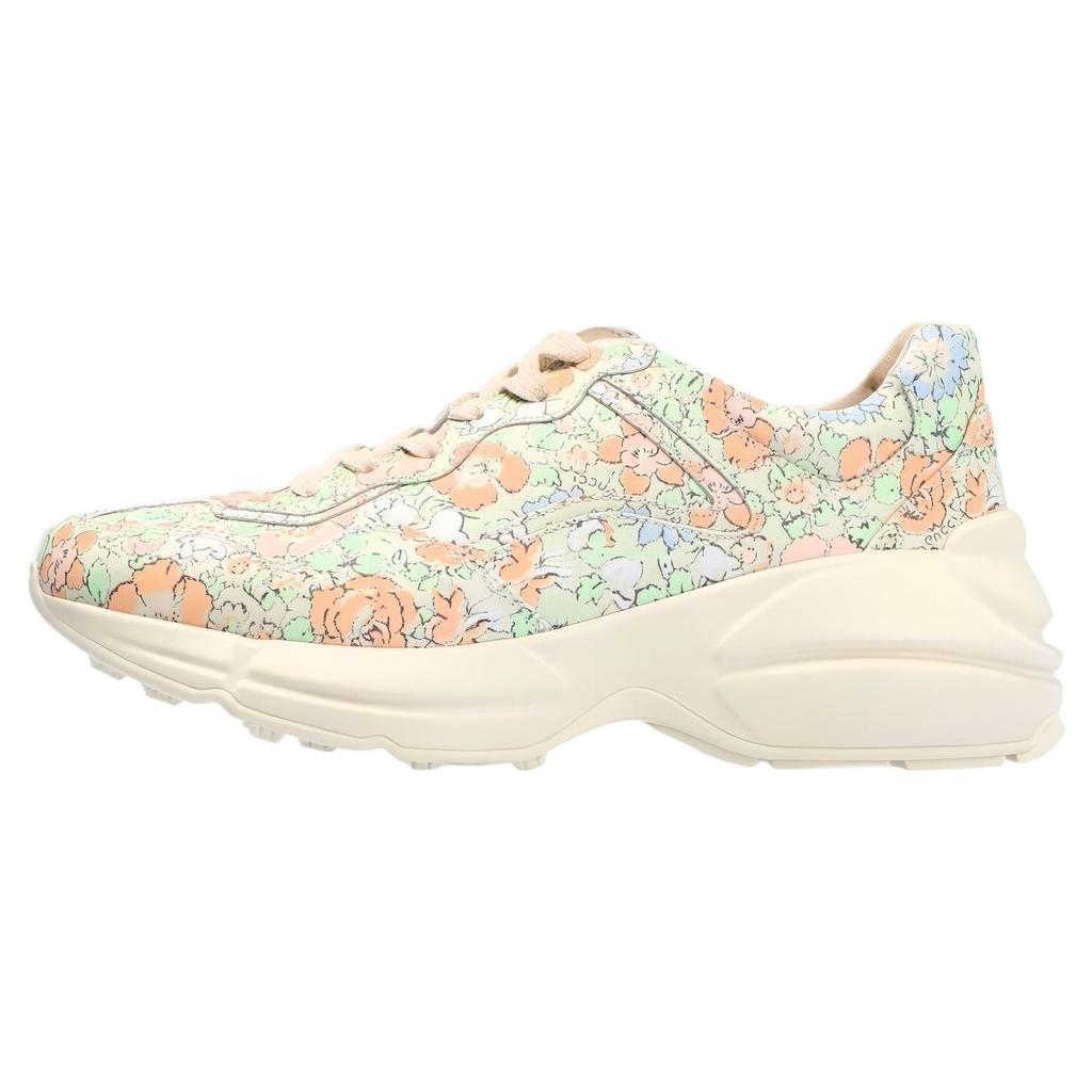 Gucci Rhyton Liberty London Leather Low Top Chunky Sneakers Women's Mint Green 642058 2JV00 3932