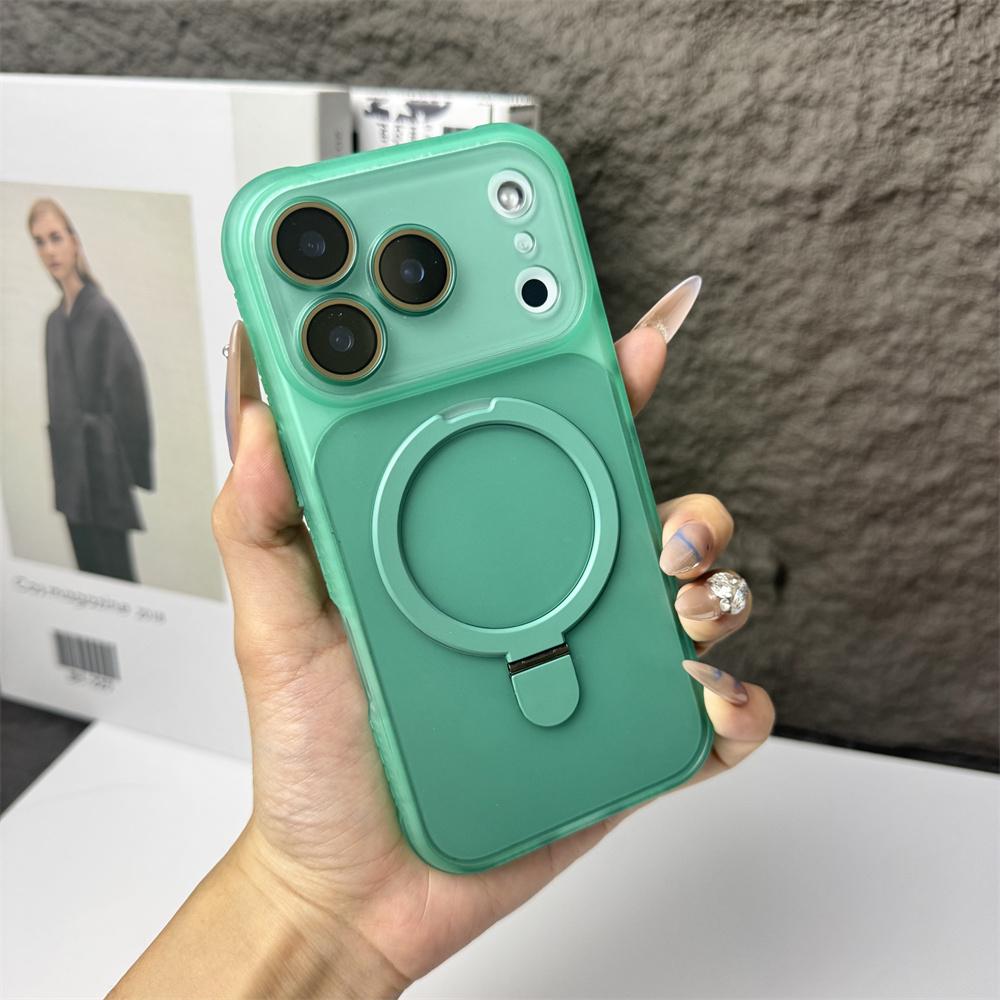 

For Magsafe Armor Magnetic Magnet Stand Phone Case For iPhone 17 16 15 14 13 12 11 Pro Max Lens Protection Frosted Cover iPhone 14 Plus
